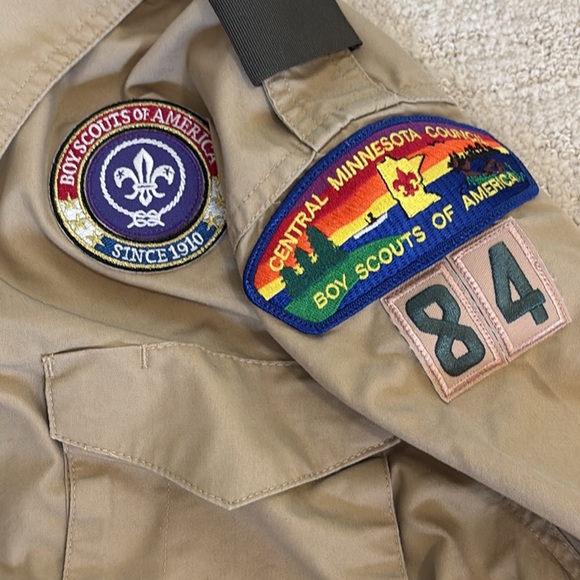 Boy Scouts Of America BSA Adult Small Uniform Shirt Roll Tab Long Sleeve Khaki - Picture 3 of 5